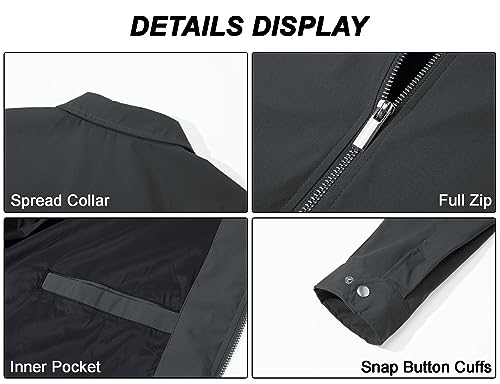 Image of MAGCOMSEN Men's Lightweight Jackets Full Zip Up Laydown Collar Jacket Light Work Windbreaker with Zip Pockets