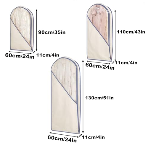 QSNYJPL Clothes Cover for Hanging, Garment Bags for Closet Storage, Garment Bags for Travel, Hanging Storage Bags, Suit Garment Covers for Hanging Clothes, Bottom Enclosed(Yellow,60x11x90 cm/24x4x35 i thumbnail 3