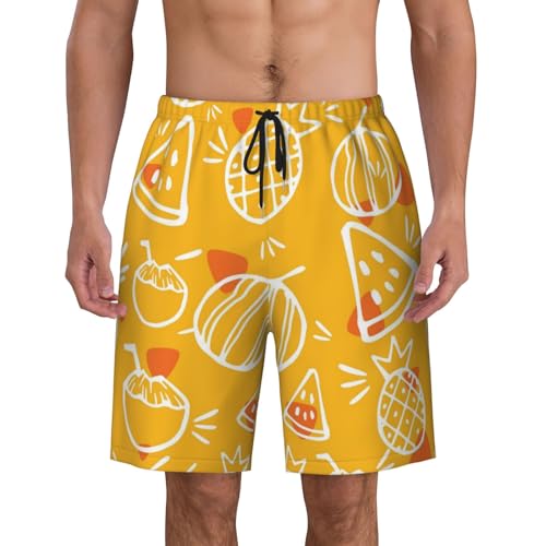 Men's Beach Shorts Fruits Pineapples Mens Swim Trunks Board Shorts with Pockets Swimwear Bathing Suits