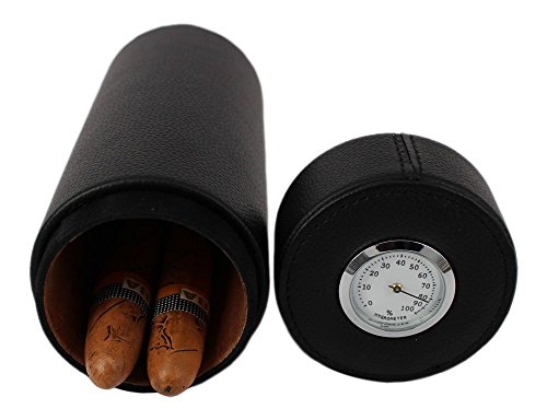Amancy Popular Cedar Wood Lined Portable Travel Leather Cigar Humidor Case,Packed By Nice Gift Box #TOP3