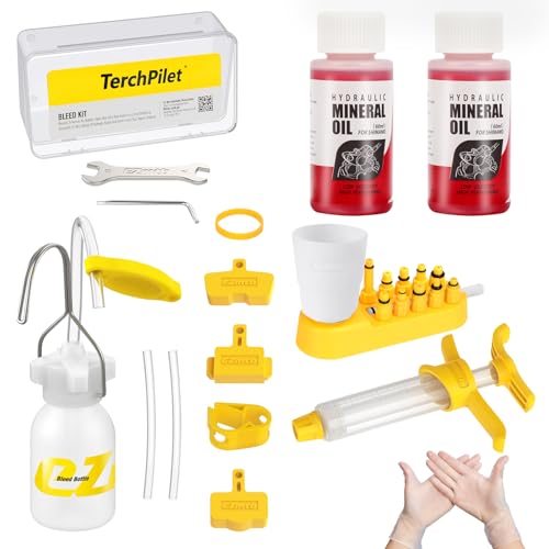 Juego de purga de frenos para Shimano, TEKTRO frenos de disco hidráulicos, juego de purga de frenos de bicicleta con aceite mineral de 120 ml para frenos de bicicleta de montaña y carretera con