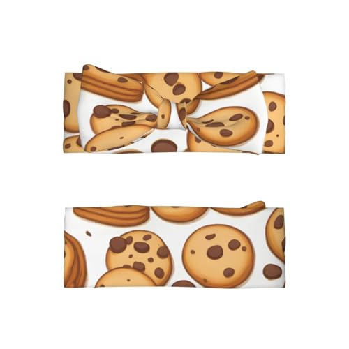 Cookies Food Chocolate Chip Biscuits Picture Baby Bow Headband Super Stretchy Soft Bows Hair Accessories for Newborn Infants Toddlers Kids Girls2