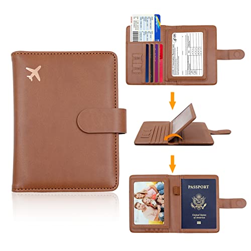 Image of Melsbrinna Rfid Passport Holder for Travel women /Men, Cute Passport Wallet Rfid Blocking Card Slots, Rfid Passport Cover /CaseTravel Wallet, Passport Book Holder (1, Brown)