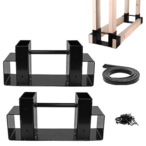 Kaminwood Stand - Sollewood robusto di legna da ardere in acciaio, supporto a portata legna da fuoco in legno in metallo con set di cesti robusti e robusti per escursioni in campeggio esterno interno