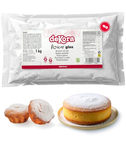 dekora - azúcar glass 1 kg para repostería, glaseados y buttercream