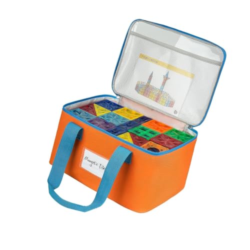 Visible Toy Storage Bag for Building Blocks, Clear Top Zippered Organizer Tote with Carry Handles for Room to Room Cleanup At Home Building Block Organizer Tote Clear Top Toy Bag Playroom - Image 6