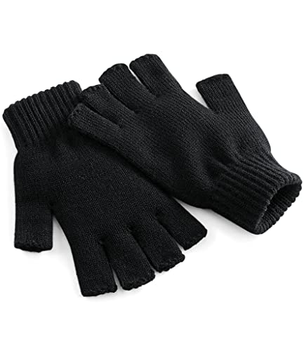 ASVP Shop Thermal Fingerless Gloves With Ribbed Cuffs (Black S/M)