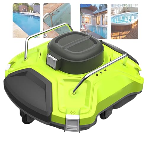Limpiafondos Robot Inalámbrico, Velocidad 6-18m/Min, Soporta Profundidades De Agua De 0,5-2,5m, Se Apoya Automáticamente Contra La Pared Y Tiene Una Duración De Batería De 110 Minutos