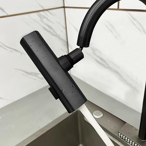 Wasserfall Küchenhahn, Kitchen Faucet, Edelstahl Waschbecken Wasserhahn Küche, 360° Drehung, Hochdruck Küchenarmatur, 3-Funktion Spültischarmatur Küche, Küchenarmatur für Küche Spülbecke (Schwarz)