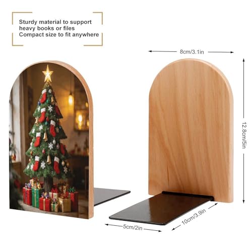 Sujetalibros de árboles de Navidad organizador de libros de madera moderno 3