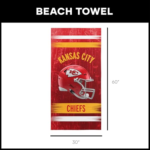 Image of Northwest NFL Kansas City Chiefs Microfiber Beach Towel, 30 x 60 Inches - Quick Dry, Sand Resistant, Lightweight, Highly Absorbent, Blitz Design