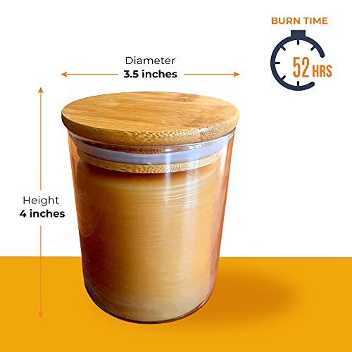 Beethelight Beeswax Jar Candle With Bamboo Lid - Smokeless Unscented Candle - 52 Hours Burn Time - All Natural 100% Pure Beeswax Candle - Handmade Decorative Jar Candle #TOP1