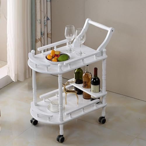 Chariot de Bar Roulant à 2 Niveaux - Chariot de Rangement Utilitaire pour Boissons et Cuisine - Chariot de Service Marron pour Salle à Manger et Divertissement à Domicile