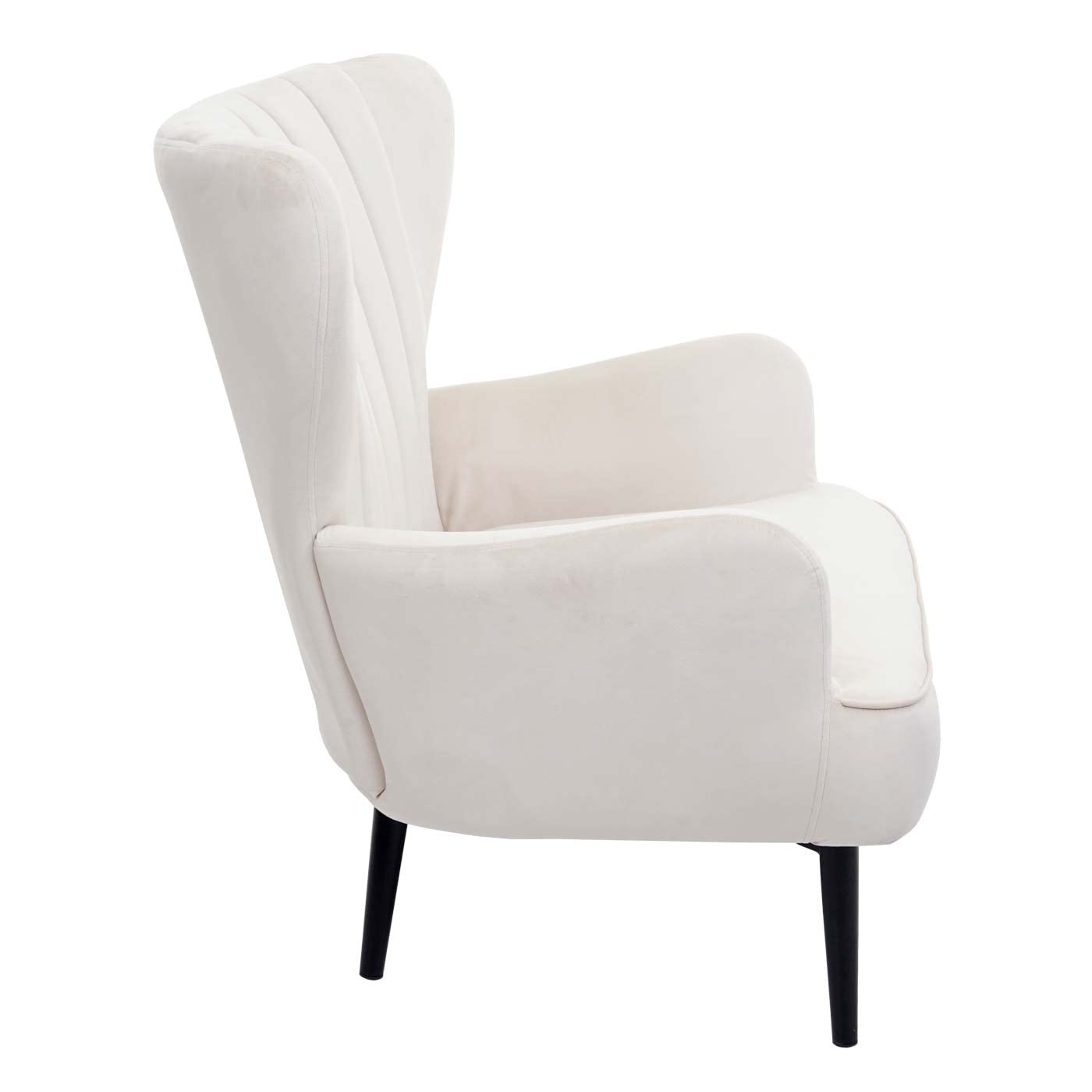 Mendler Lounge-Sessel HWC-K37, Cocktailsessel Polstersessel Sessel, Samt (280g/m²) - Creme-beige