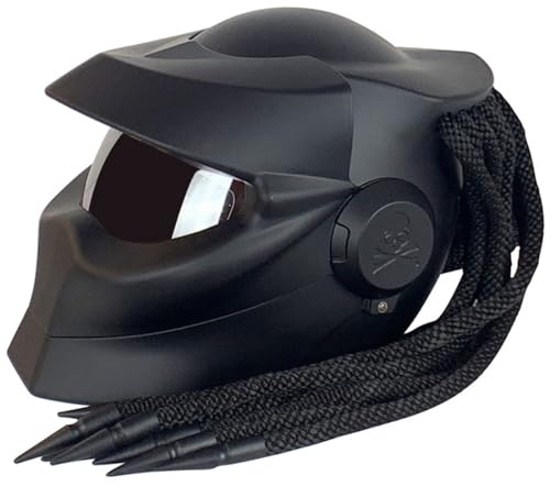 Casque Moto Intégral Casque Intégré Tresses Et Feux D'avertissement Approuvé ECE Casque Moto Personnalisé pour Adultes Course Cyclomoteurs Tout-Terrain Homme Femme...