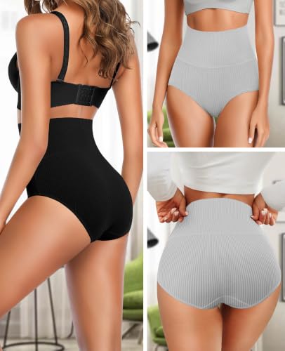 Image of High Waisted Womens Underwear Cotton Tummy Control Postpartum Essentials Full Coverage Panties Soft Comfortable Briefs