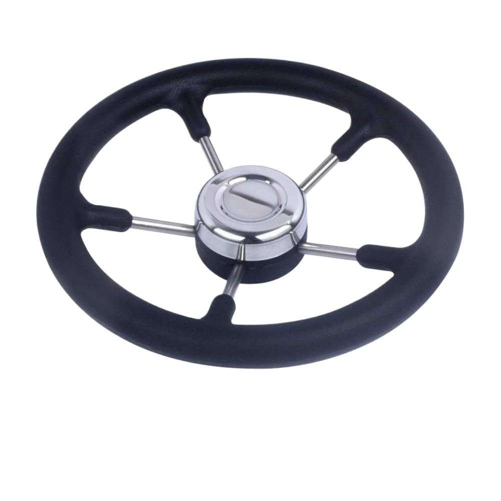 Volante universal de acero inoxidable de 34,3 cm para embarcaciones marinas, incluidos barcos de pesca, lanchas rápidas y yates