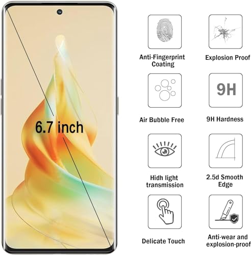 Image of STP FEEL (2 Pack UV Tempered Glass Screen Protector For Oppo Reno 8T 5G (6.7 Inch) Full Adhesive UV Glue Curved Edge to Edge Case Friendly HD Clarity with easy installation kit