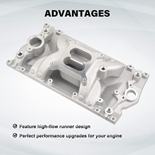 Batoneco Small Block Dual Plane Intake Manifold Compatible With Chevy Sbc Vortec V8 283 307 350 327 #TOP5