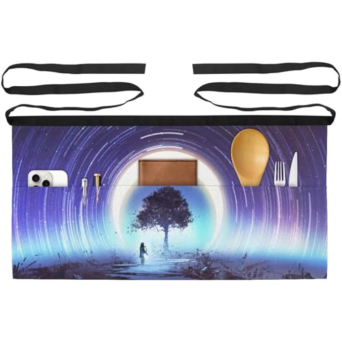 Demi-tablier pour cuisine et pâtisserie à motif arbre magique et étoiles