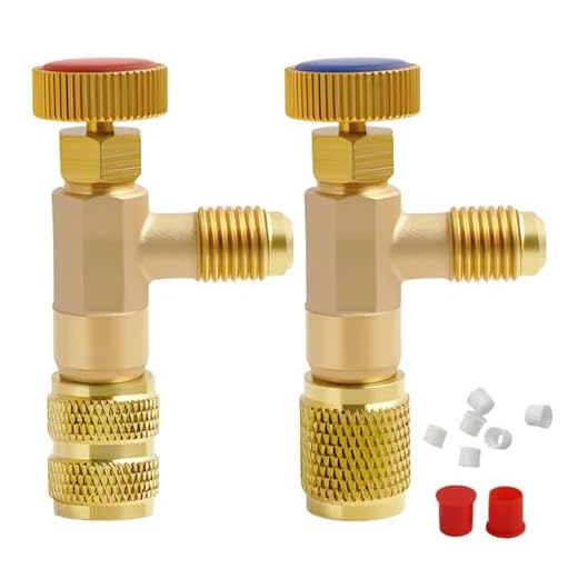 2 Piezas Válvula de Seguridad Aire Acondicionado R22 R410A, Válvula de Conector de Carga de Refrigerante de Latón, Valvula de Aire Acondicionado Conexion Rapida de Seguridad Herramientas