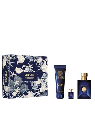Dylan Blue by Versace for Men - 3 Pc Gift Set 3.4oz EDT Spray, 0.17oz EDT Splash (Mini), 5oz Bath and Shower Gel