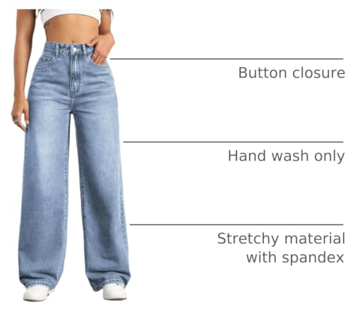 Image of Straight Leg Jeans for Women High Waisted Wide Leg Denim Pants