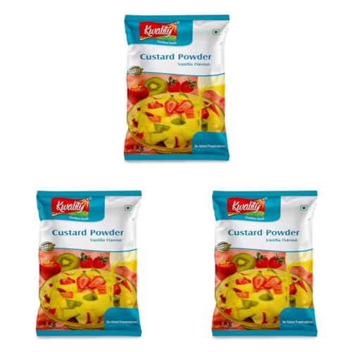 Image of Kwality Custard Powder 1kg (Vanilla Flavor), Smooth & Creamy Custard, Quality Ingredients, Best for Fruit Salads (Pack of 3)
