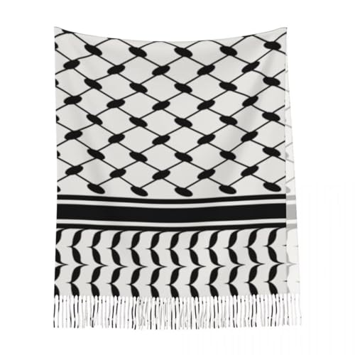Womens Scarf - Novelty Palestine Flag Fringe Scarves Winter National Symbols Printed Stole,Elegant Soft Scarf4