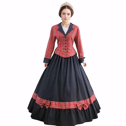 UniqKaliber Women 18th Century American Civil War Dress Victorian Ball Gown Vintage Dress for Cosplay Party