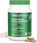 Organika Canadian-Made Lion's Mane - Ultra Strength Organic Mushroom Extract - 2800mg - Nootrophic, Natural Support for Memory, Mood, Neuroprotection and Cognition - 120vcaps, 120 Day Supply