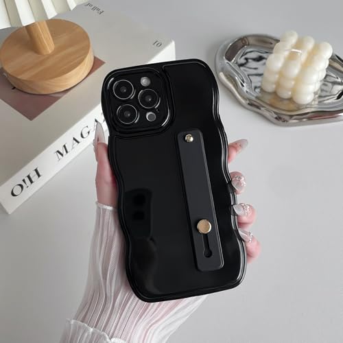 Coque iPhone 13 Pro noir FABSPARK silicone design ondulé cordon - 2