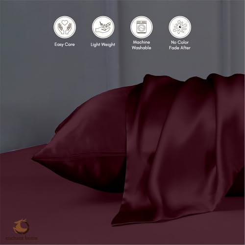 Image of 300 TC Art Silk Satin Pillow Cover Set | Durable Satin Pillow Cover with Envelope Closure | Luxury Satin Pillow Covers | Cozy Satin Pillow Covers (2, Velvet)