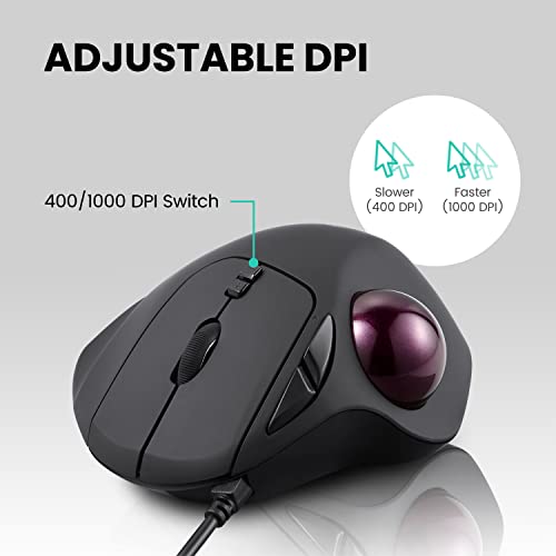 Perixx Perimice-517 Wired Trackball USB Mouse, 7 Button Design, Build-in 1.34 Inch Trackball with Pointing Feature by Perixx - Image 8