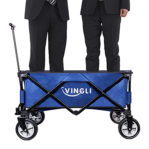 ALightUp Chariot Pliable Bleu - 100 kg Capacité, Chariot à roulettes Tout Terrain | Transport Lourd pour Jardinage, Plage, Camping | Compact, Léger et Facile à Assembler – vue 7