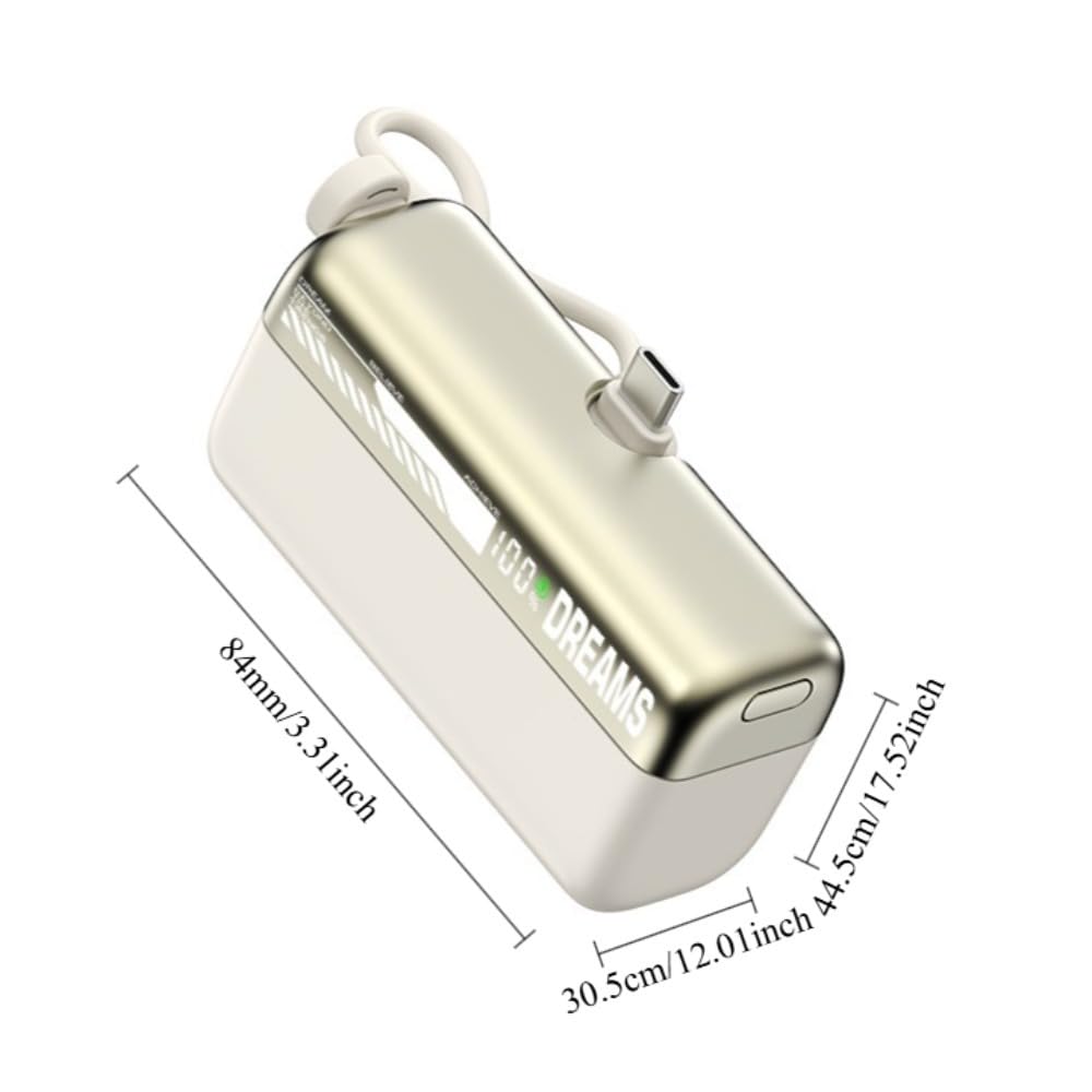 Power Bank portatile, 10000 mAh, ricarica rapida da 22,5 W, cavo USB-C integrato, design compatto mini
