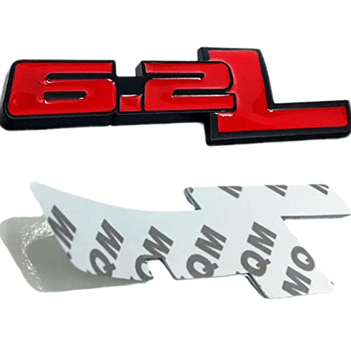 Image of 2X 6.2L Emblems Engine Name 3D Metal Badge Aluminum Adhesive Sticker Decal Replacement for 150 250 350 (Red Black)