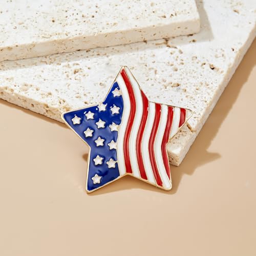 Image of YOQUCOL USA Flag Womens Brooch Pin American Patriotic Enamel Brooches for Women Dress Accessories