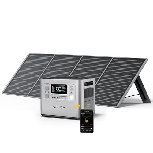 AFERIY 2400 ポータブル電源 200W セット 太陽光発電 長寿命15年 リン酸鉄 ポータブルバッテリー APP遠隔操作 1.5時間満充電 640000mAh/2048Wh AC2400W瞬間最大4800W/DC/USB/XT60出力 16台同時充電 パススルー 家庭アウトドア両用 蓄電池 節電停電 静音設計 非常用電源 防水防塵 防災推奨