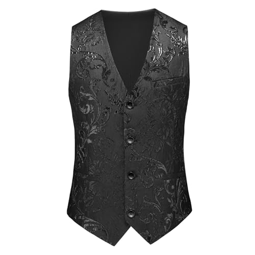 Black Tuxedo Suit for Men 3 Piece Regular Fit Suit One Button Shawl Lapel Blazer Jacket Vest Pants Set for Wedding Prom Large - Thumbnail 5
