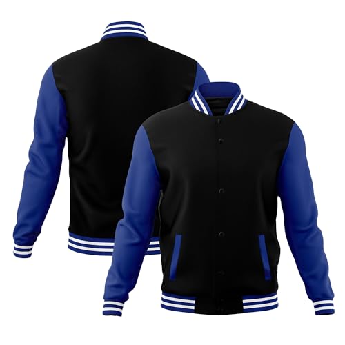 KXK Mens Fashion Varsity Jacket Causal Cotton Letterman Baseball Bomber Jacket Lightweight Coat