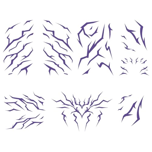 5 tatuajes temporales morados resistentes al agua, tatuajes temporales K Pop para cosplay, festivales, fiestas de Halloween e ideas creativas de disfraces