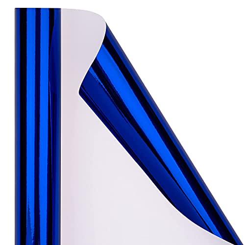 Image of RUSPEPA Royal Blue Metallic Wrapping Paper - Solid Color Paper Perfect for Wedding, Birthday, Christmas, Baby Shower - 17 Inches X 32.8 Feet