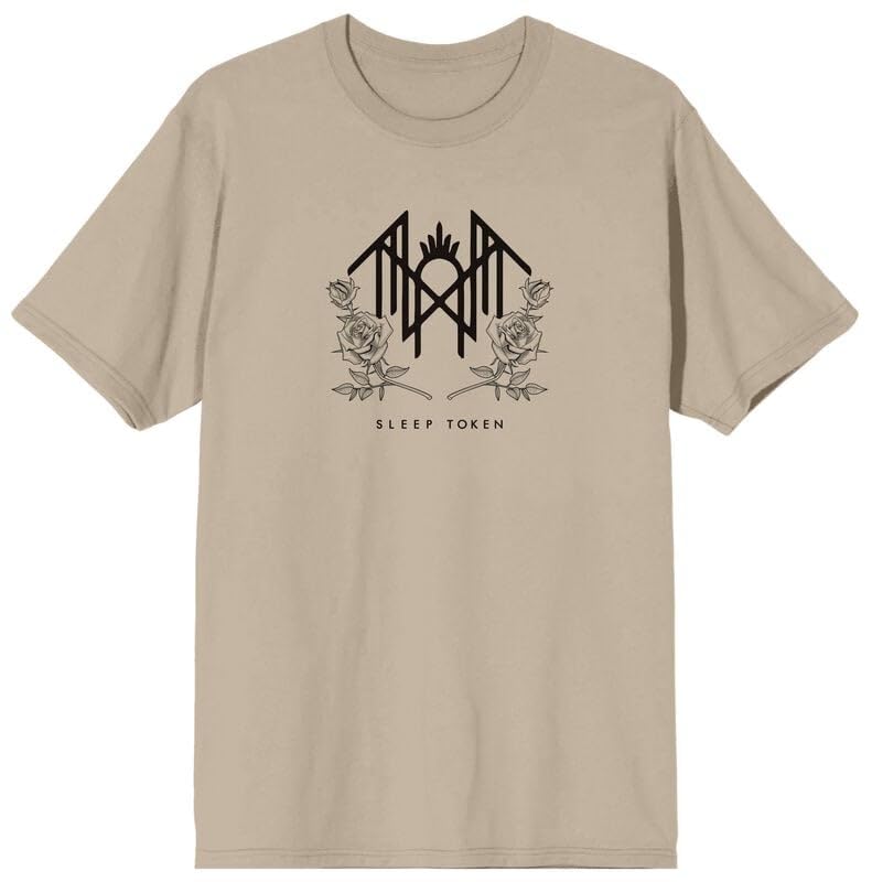T-Shirt Sleep Token Floral Logo Homme Sable en Coton Coupe Standard Regular