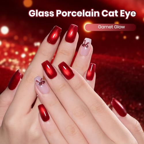 Image of Beetles Red Cat Eye Gel Nail Polish, Magnetic Soak Off Gel Polish 15ml | Full Size Red Cat Eye Gel Polish with Magnetic Creates a Glassy Shimmer Effect UV LED Cured for DIY Salon at Home