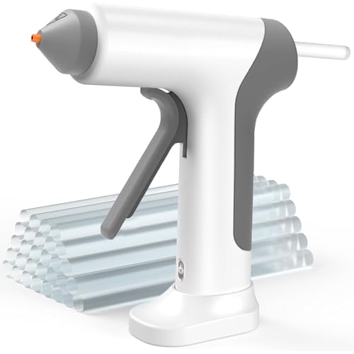jjojcll Cordless Hot Glue Gun 4V 20W 10s Fast Preheat 10PCS Mini Glue Sticks 7x100mm Type-C Rechargeable Anti-Drip Auto-Off for DIY Crafts Repair Decoration (White)