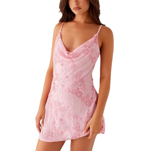 Robe dos nu à volants en maille Y2K pour femme