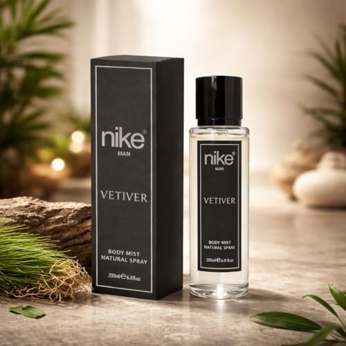 Image of Nike Vetiver Body Mist Spray for Men, Woody Citrus Fragrance, Long-lasting, Aluminium Free, 200ml