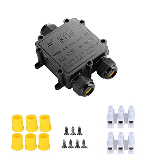 Connecteur de câble de boîte de jonction électrique étanche IP68 avec coupleur de manchon externe de borne Connecteur de câble de boîte électrique externe souterrain à 3 voies Gamme de fils Ø 4mm-14mm Cover