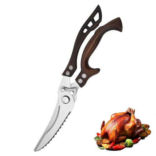 HRLORK Poultry Shears Sharp Kitchen Scissors Heavy Duty Kitchen Cooking Scissors Steel Stainless Utility Multipurpose Shears Dishwasher Safe for Cutting Food Chicken Bone Meat Fish Vegetable